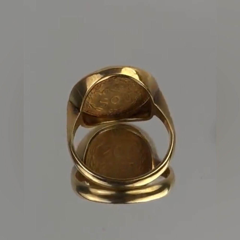 AMAZING VINTAGE ESTATE AUTHENTIC 22K DOS PESOS COIN RING IN 14K BEZEL- SIZE 4.5 - Picture 15 of 15
